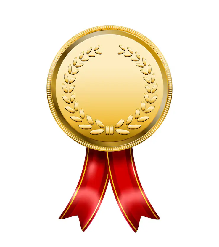 award medal with red ribbon